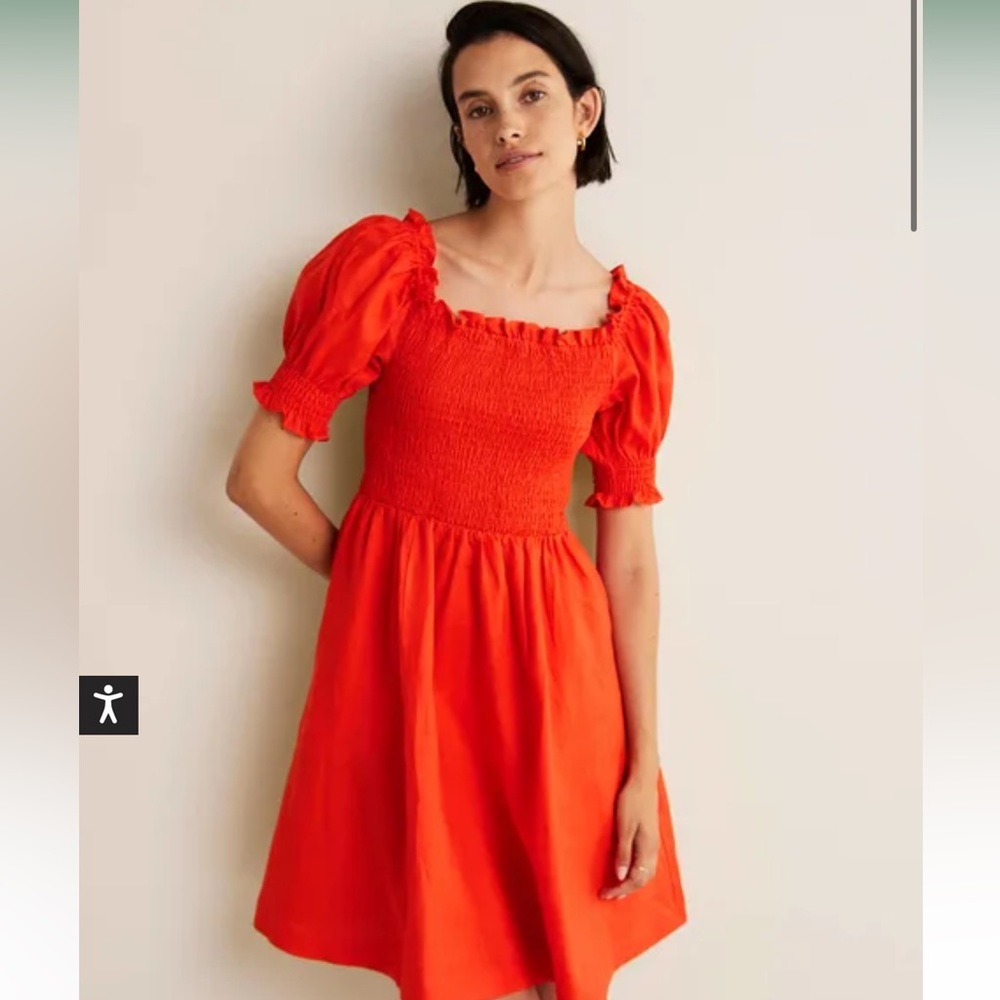 Boden Linen Smocked Dress